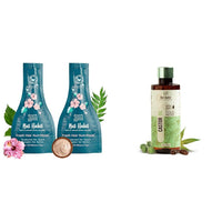 Nat Habit Five Oil Hibiscus Nutrimask-Hair Mask For All Hair & Scalp Types (Pack Of 2 X 40 Gm) And Cold Pressed 100% Pure Castor (Arandi) Oil For Skin & Hair - 200 Millilitres