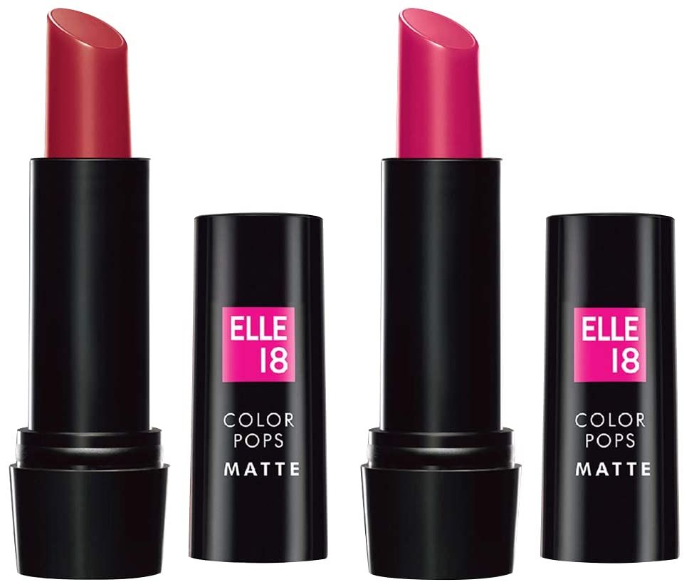 Elle 18 Color Pop Matte Lip Color, P24, Pink Show, 4.3g & Color Pop Matte Lip Color, R33, Code Red, 4.3g