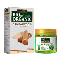 INDUS VALLEY Bio Organic Non-Toxic Aloe Vera Gel & Sandalwood for Acne, Scars, Glowing & Radiant Skin Treatment (175ml + 200g)