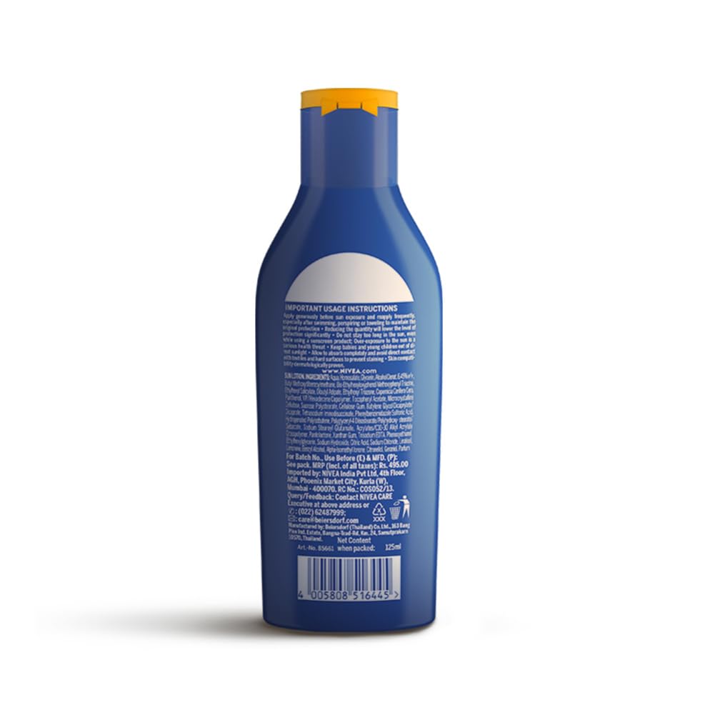 NIVEA Sun Protect And Normal Moisture 125Ml Spf 50 Advanced Sunscreen For Instant Protection| Pa+++ Uva - Uvb Protection System| Vitamin E + Moisture| Very Water Resistant| For Men & Women