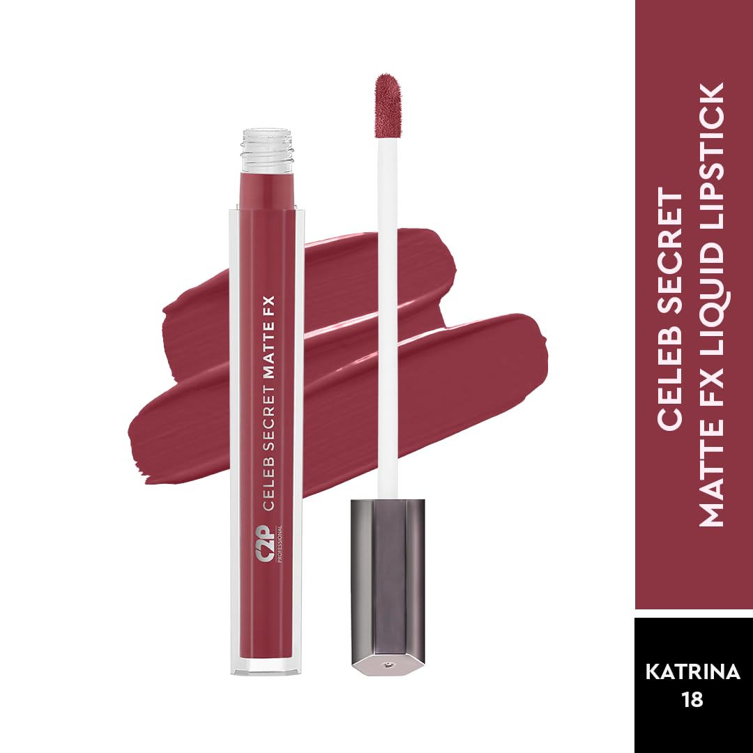 C2P Pro Liquid Lipstick Waterproof Matte Orange Lipsticks for Women | Long Lasting Smudge Proof | Infused with Argan Oil, Vitamin E | Cruelty Free, Vegan - Celeb Secret (Liquid Lipstick Katrina, 2 ml)