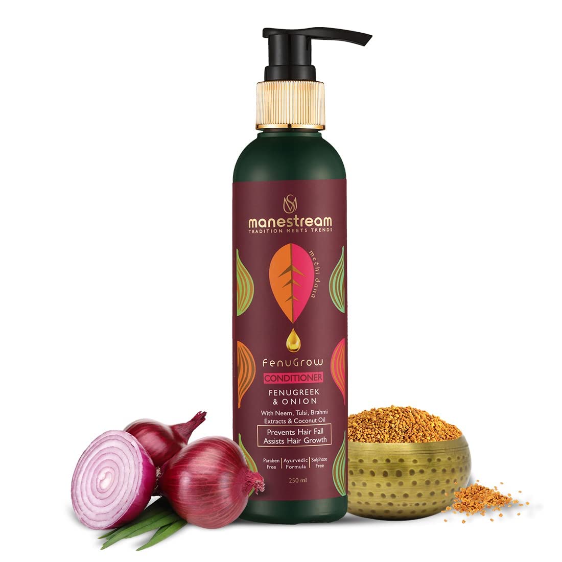 Manestream Fenugrow Hairfall Control Conditioner for Men & Women, Ayurvedic Natural Treatment with Fenugreek & Onion for Hair Loss & Gives Strength, 250 ml