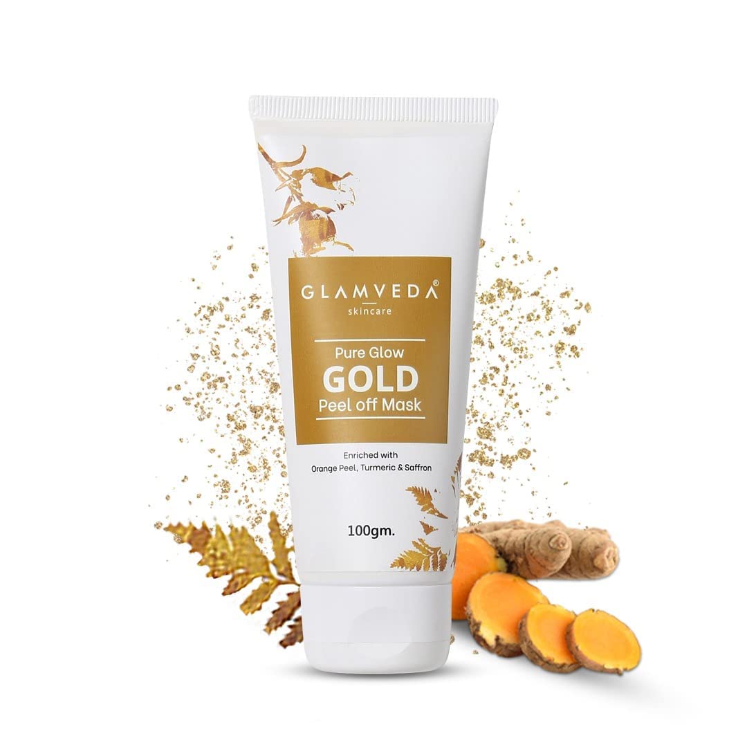 Glamveda Pure Glow Gold Peel Off Mask | Reduces fine lines, wrinkles | Remove Blackhead & pore care | For Women | No Paraben, SLS | 100gm