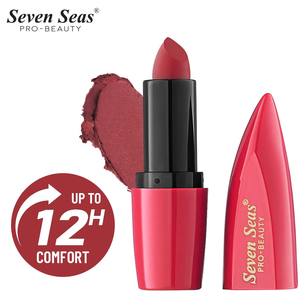 Seven Seas Ultimate Matte Full Coverage Long Lasting Lipstick | Smooth Application | Transferproof & Smudge Proof | Highly Pigemented Lipstick for Women (Rose)