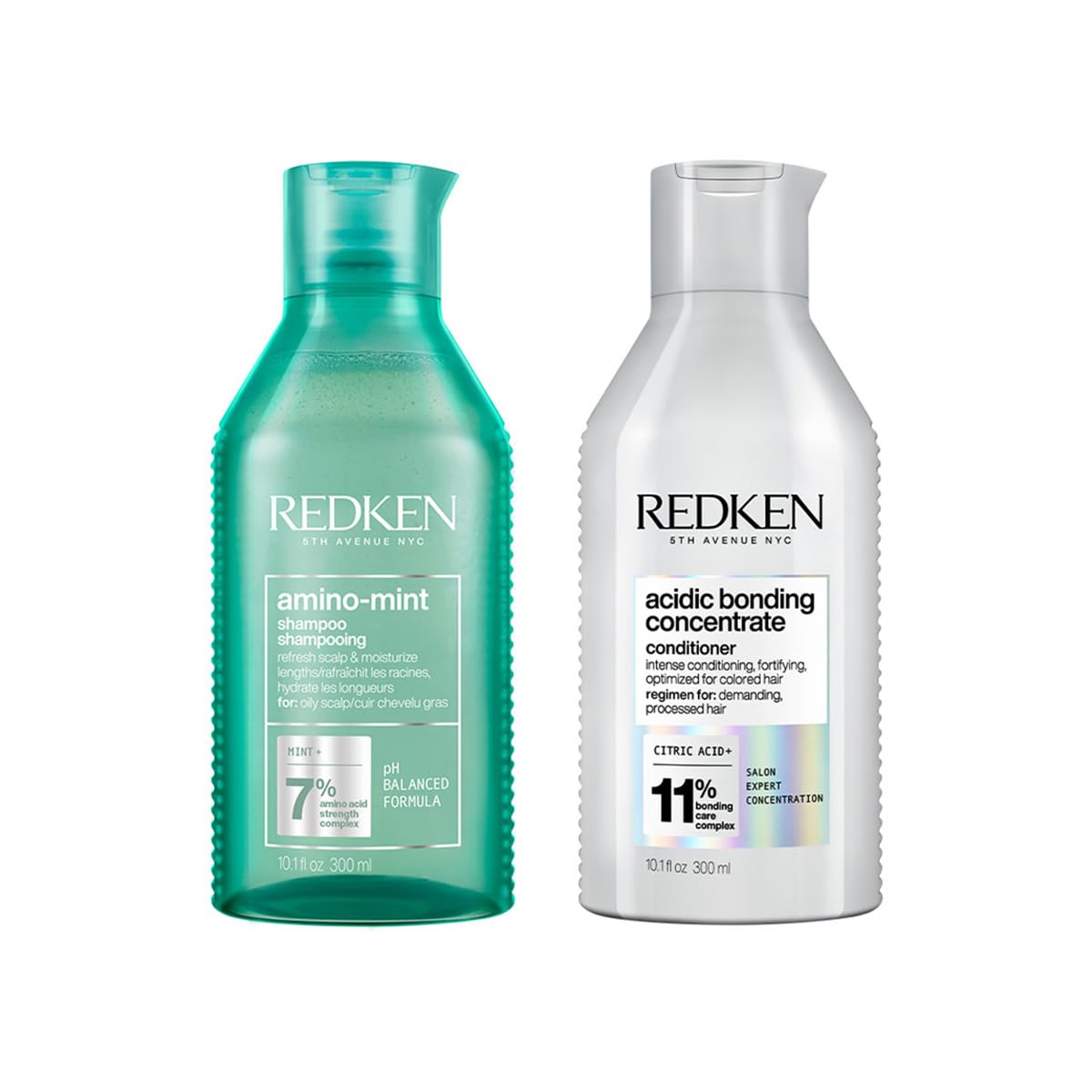 Redken's Amino Mint Shampoo & Acidic Bonding Concentrate Bond Repair Conditioner Combo | For Oily Scalp | For Men & Women