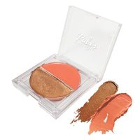 Ruby's Organics Cream Blush for Cheeks & Bronzer Duo Palette- Blusher for Face Makeup, Lightweight Flawless All Day Glow, All Skin Types, Natural &Paraben Free (Tan + Bronze) 9g