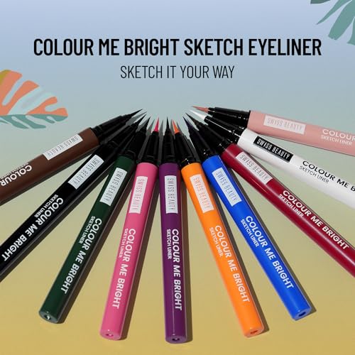Swiss Beauty Colour Me Bright Matte finish Sketch Eyeliner with soft pen tip applicator | Quick Drying | Waterproof, smudge-proof eyeliner | Shade - Peach Please, 0.7ml