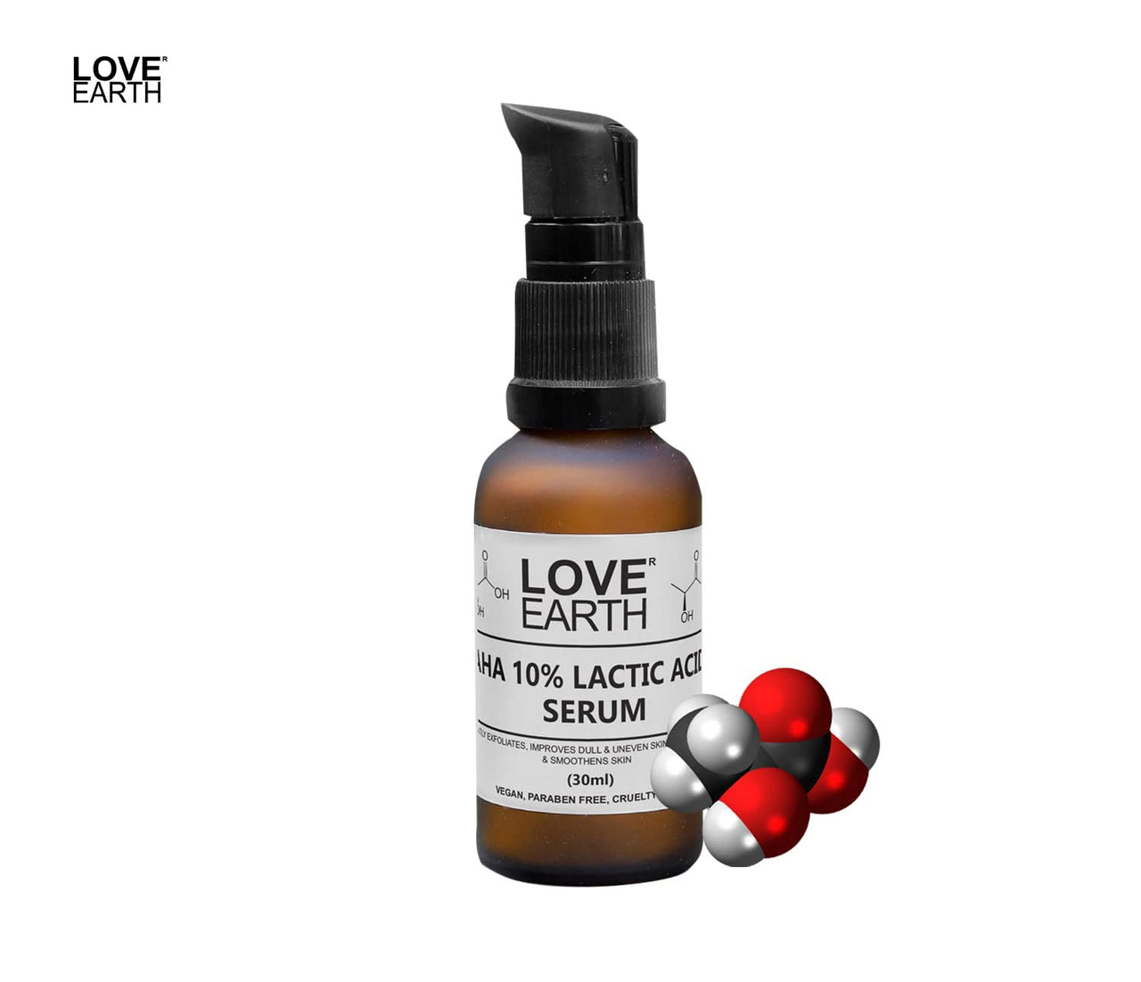 Love Earth AHA 10% Lactic Acid Serum With Organic Carrot Root & Hyaluronic Acid For Hyperpigmentation, Dark Spots & Ageing 30 ML