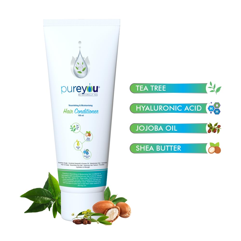 PureYou Hair Conditioner Tea Tree Oil, Hyaluronic Acid, Shea Butter, Jojoba & Coconut Oil | Deep Nourishment for Frizzy, Dry Hair