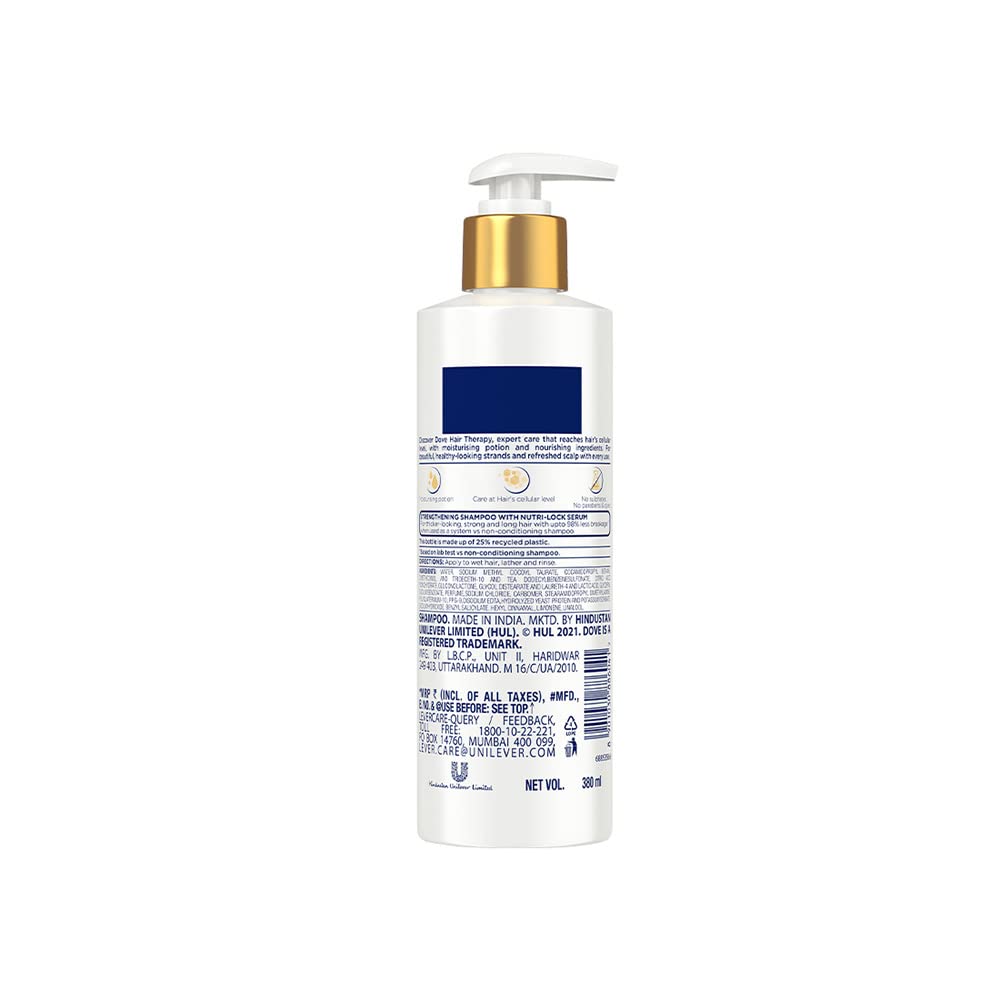 Dove Hair Therapy Breakage Repair Sulphate-Free Shampoo, No Parabens & Dyes, With Nutri-Lock Serum, 380 ml
