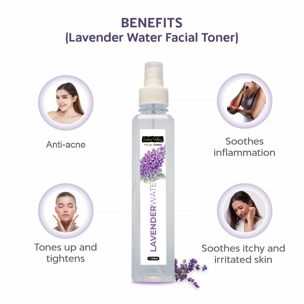 INDUS VALLEY Natural Lavender Water Facial Toner - Chemical Free - 250 ml