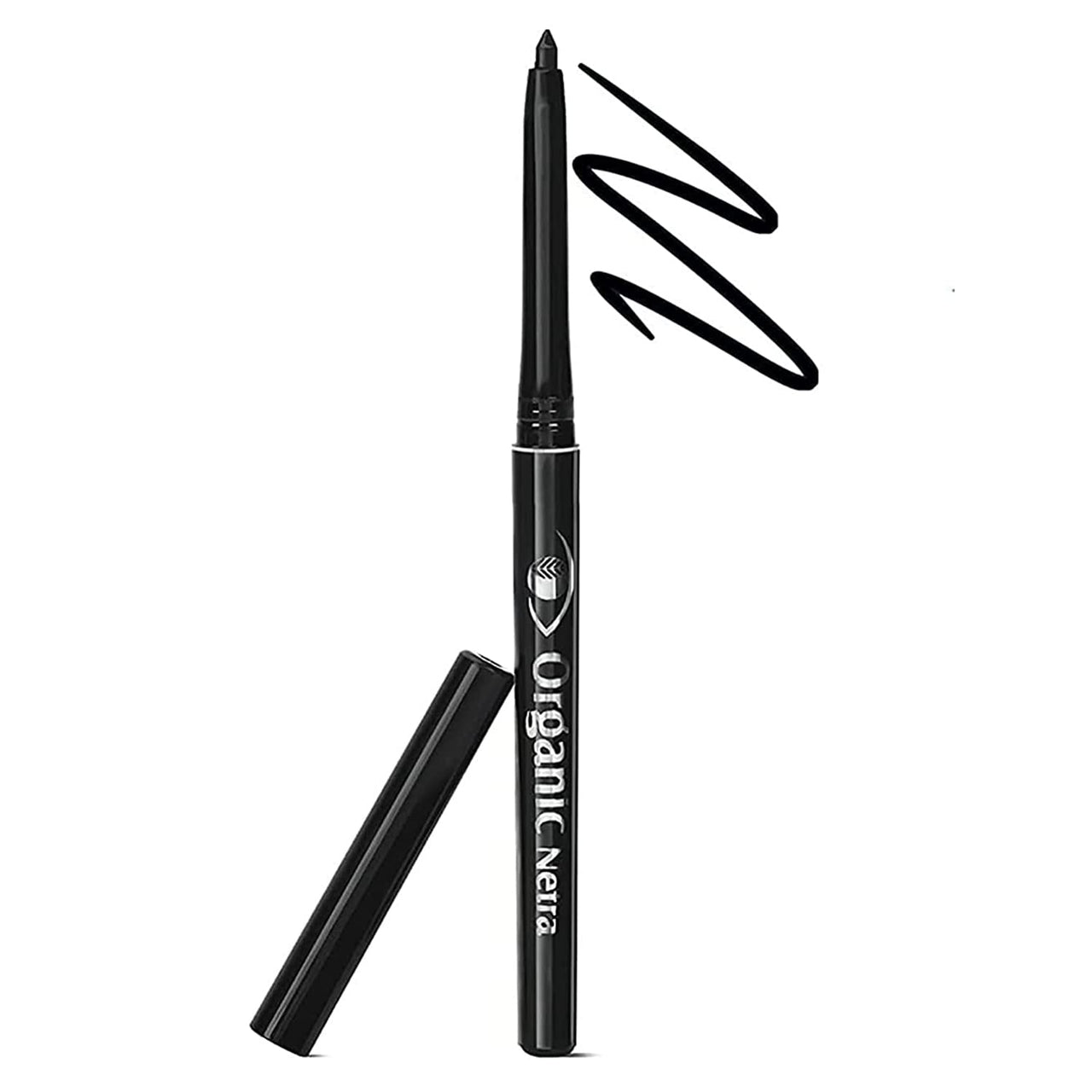 Organic Netra Pure Black Pencil Kajal Waterproof, Smudgeproof and Long Lasting Upto 12Hrs Enriched With All Natural Ingredients, Intense Colour, Matte Finish