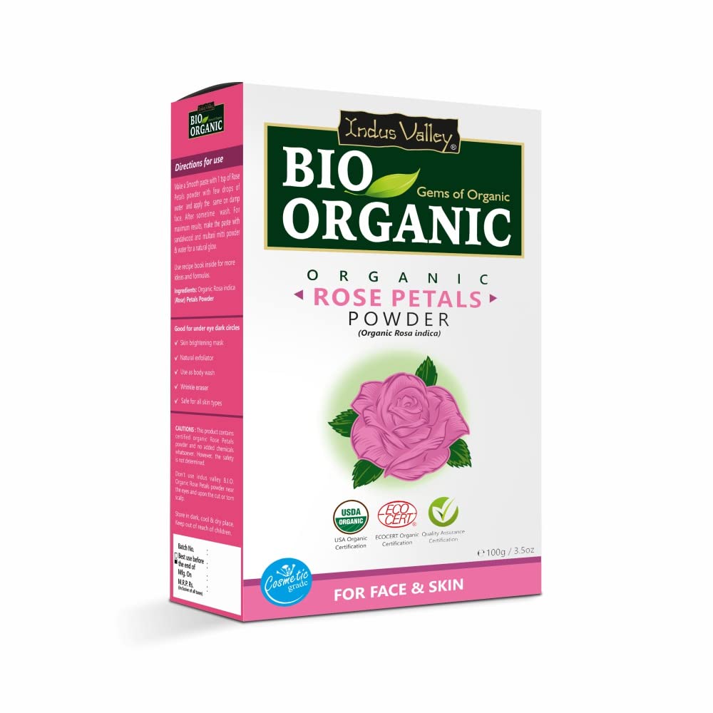 INDUS VALLEY Organic (Sandalwood Face Pack + Orange | Citrus aurantium & Rose Powder | Rosa indica) - 200+100+100=400g