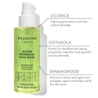 DAUGHTER EARTH Active Botanical Face Wash | Vegan Paraben & Sulphate Free | Fights Pigmentation | Hydrating Calm & Youthful Skin | Detoxify & Brightens Skin | 100 ml