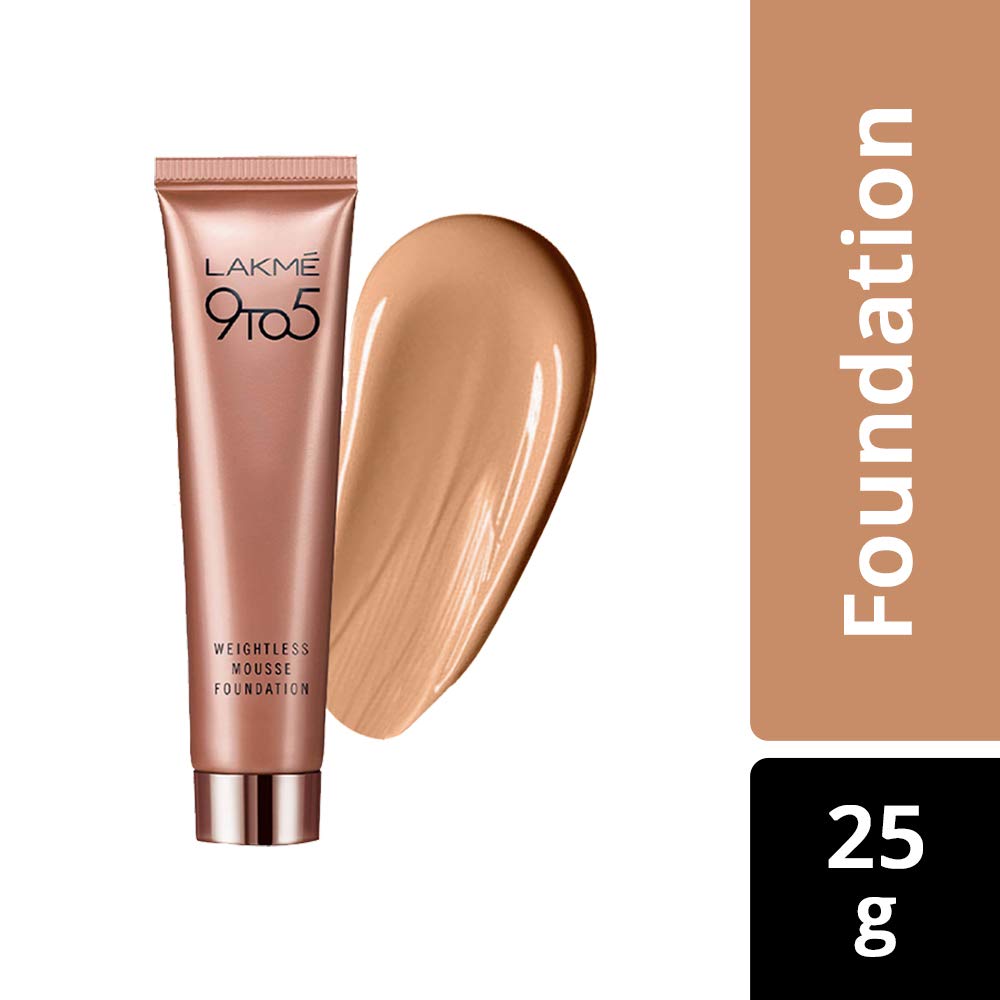 Lakmé Full Coverage 9 to 5 Weightless Mousse Foundation, Rose Ivory, 25g and 9 to 5 Flawless Matte Complexion Compact For All, Melon, 8g