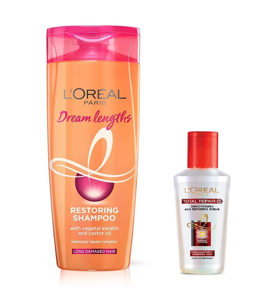 L'Oreal Paris Dream Lengths Shampoo 180ml + L'Oreal Paris Total Repair 5 Hair Serum (40ml)