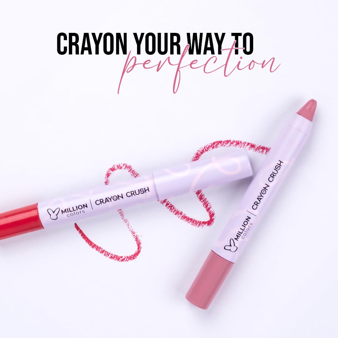 Million Colors Lip Crayon Lipstick | 8H Long-Lasting Matte | Hydrating & Lightweight | Highly Pigmented | Smudge-Proof & Transfer-Proof | Hyaluronic Acid & Shea Butter (Rosewood 07, 3g)