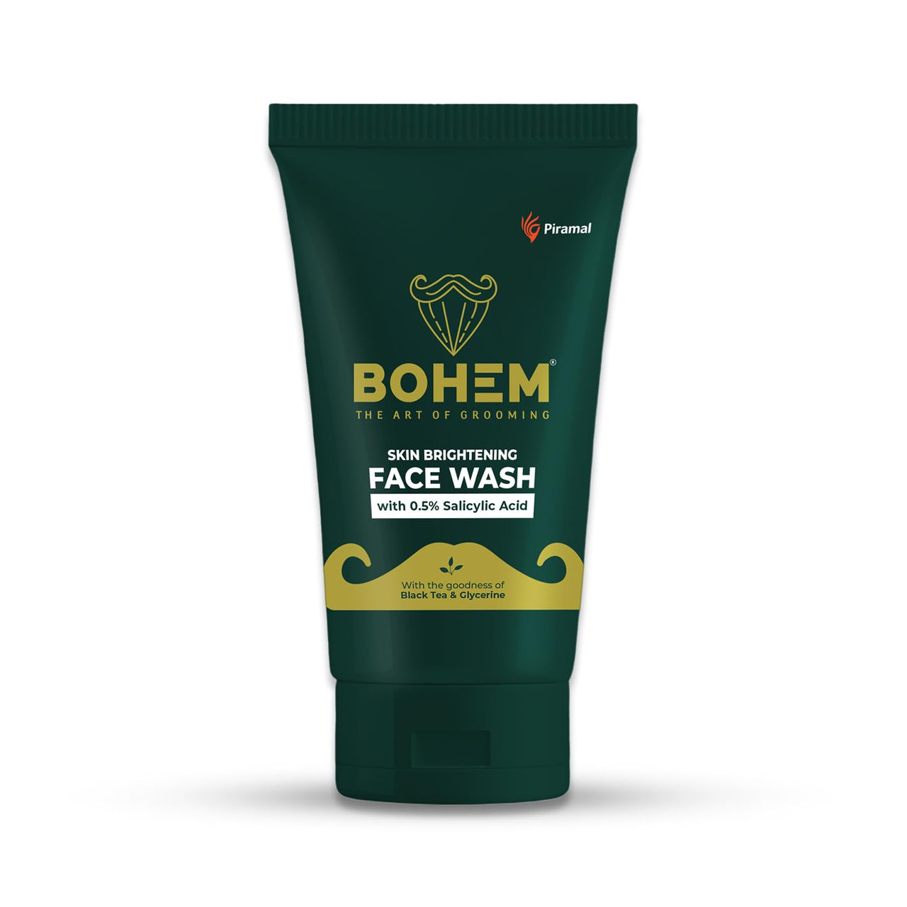 BOHEM Skin Brightening Face Wash for Men |100ml Pack of 1 | Anti Acne FaceWash for Glowing & Brightening Skin with 0.5% Salicylic Acid, Goodness of Black Tea Extract & Glycerine | All Skin Types