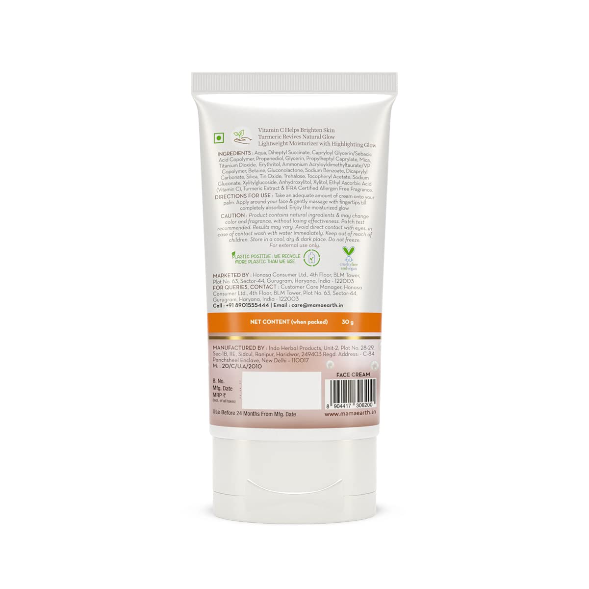 Mamaearth Vitamin C Daily Glow Lumi Cream with Vitamin C & Turmeric for Moisturizing Glow, Moisturizer with Highlighter - 30 g