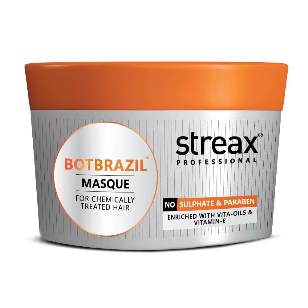 Streax Professional BotBrazil Masque,200 gms for Chemically Treated Hair with Vita Oil Repair Complex, Hydrating Hair Mask for Deep Repair & Nourishment for Keratin, Botox, Colour & Straightened Hair