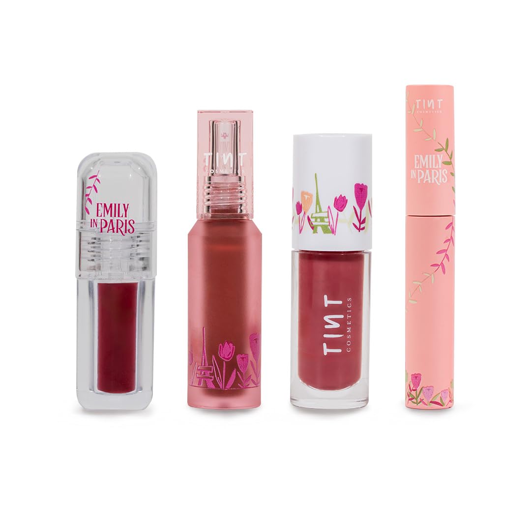 Tint Cosmetics Lip Color Makeup Kit - Lip Gloss(Hot Chocolate), Matte Liquid Lipstick(Eclair), Lip & Cheek Tint & Eyliner