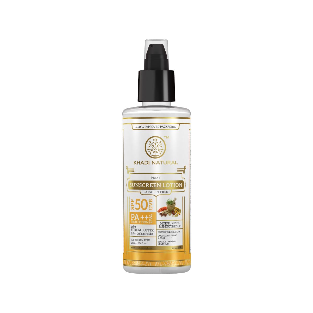 Khadi Natural Sunscreen Lotion SPF 50 PA++ | Non Sticky, No White Cast Formula | Paraben Free | Lightweight Protection | Suitable for All Skin Types | 100 ml