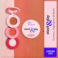 Blue Heaven Stack & Slay Multi Task Trio Countor, Blush & Highlighter For Face Makeup Fights Skin Aging, Nourishing & Moisturizing, Sunshine Light 5.4g