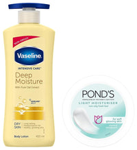 Vaseline Winter Care Combo: Deep Moisture Lotion, 400Ml With Ponds Light Moisturiser 100G, For Soft, Moisturised Skin