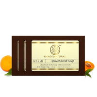 Khadi Natural Apricot Scrub Soap,Herbal Bathing for Healthy Skin, Natural Soap with Essential Oils with anti-inflammatory properties,Suitable for All Skin Types,Pack of 3 (125 * 3) (375 gm)