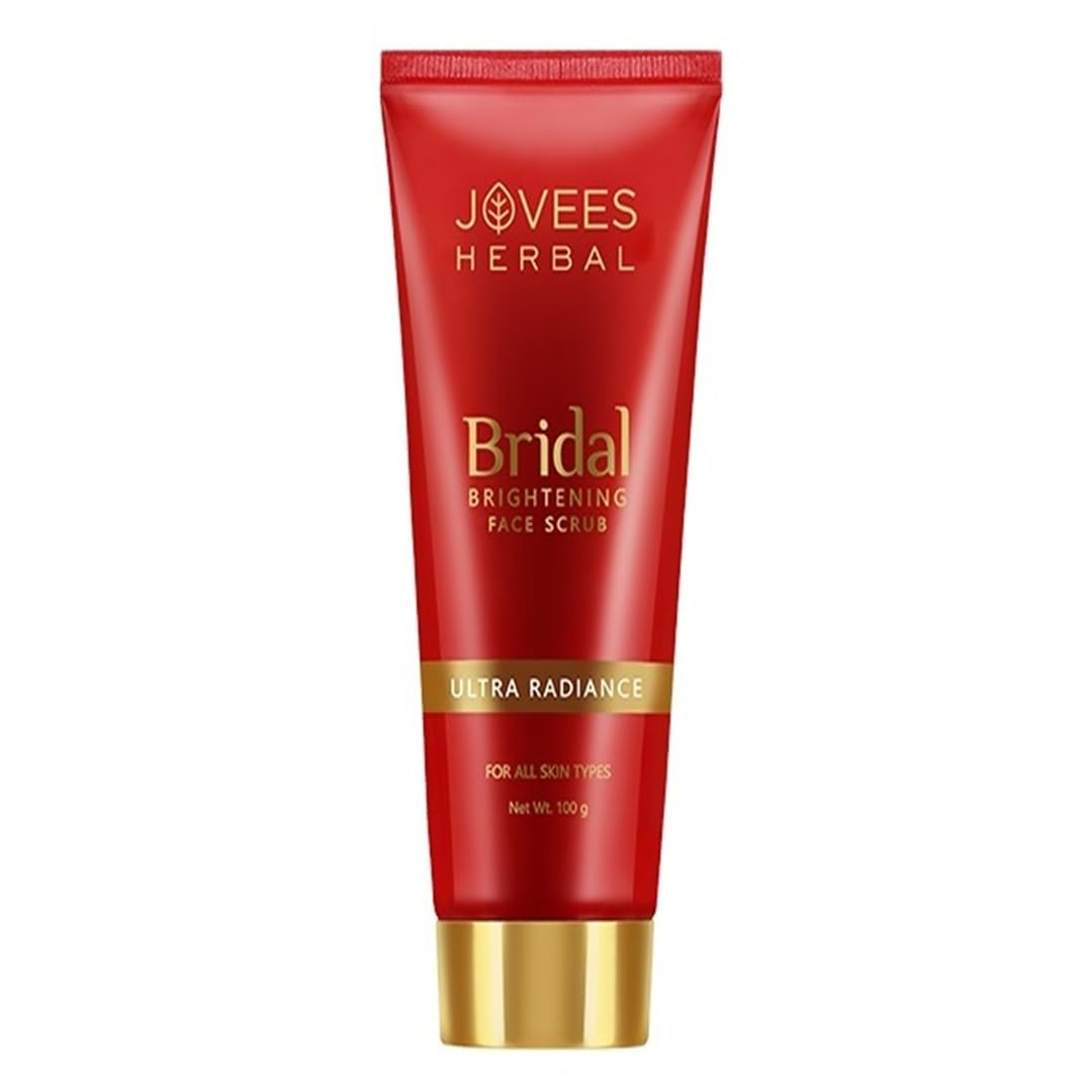 Jovees Herbal Bridal Brightening Face Scrub With Turmeric, Honey & Pearl Millet Flour | Gently Remove Dead Skin | For Ultra Radiance | For All Skin Types 100G