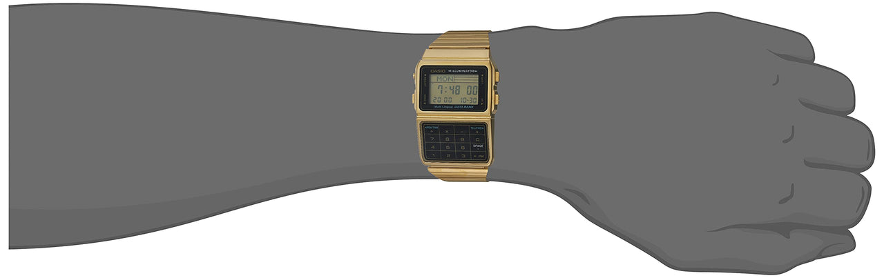 Casio Men's  Silver Tone 25 Memory Calculator Databank Watch Gold