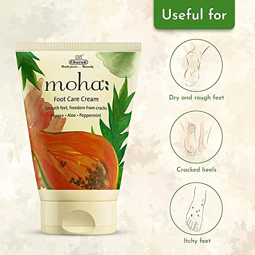 moha: Foot Cream For Rough, Dry and Cracked Heel, Feet Cream For Heel Repair With Benefits Of AleoVera, Papaya & Peppermint (50 g (Pack of 1))
