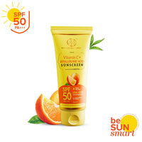 Khadi Natural Vitamin C + Hyaluronic Acid Sunscreen Aqua Gel Spf 50 Pa+++ For All Skin Types | Light Weight Formula | Provides Hydration | Non Sticky | No White Cast | 100Gm, 1 Count