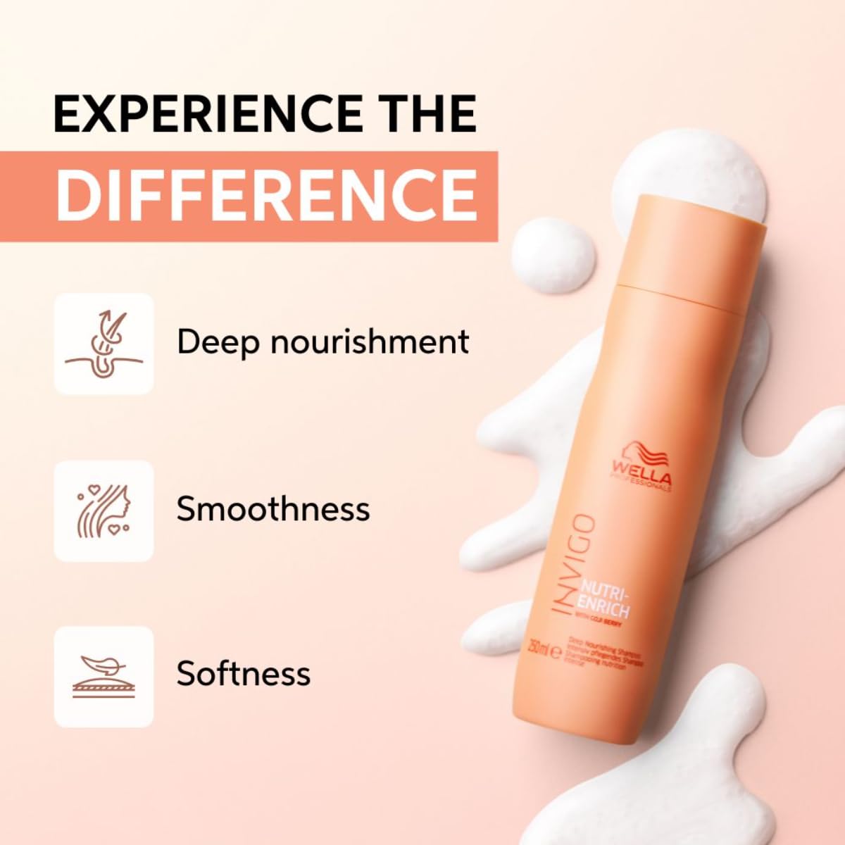 Wella Professionals Invigo Nutri-Enrich Shampoo | Deep Nourishment for Dry, Frizzy & Damaged Hair | 250 ml | With Goji Berry & Vitamin E