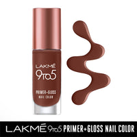 LAKMÉ 9To5 Primer + Glossy Finish Nail Colour Combo 6 ml (2 Count, Multiple bright colors, Top Coat Included, Strengthens Nails)