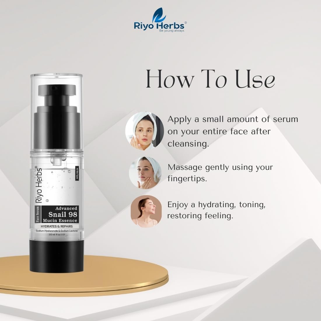 Riyo Herbs Advanced Snail Mucin 98 Essence Serum 30ml | Enrich with Hyaluronic Acid and Lactic Acid For Glowing & Hydrating Skin