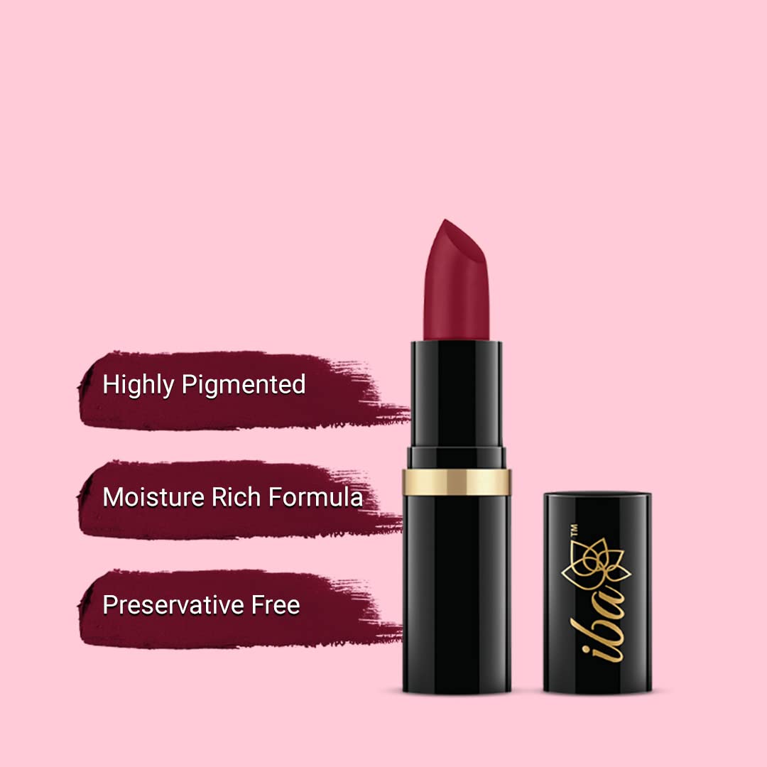 Iba Pure Lips Moisturizing Lipstick for Women - A68 Mystery Red Glossy, 4g | Creamy Finish | Intense Color & Highly Pigmented | Enriched with Vitamin E, Coconut Oil and Shea Butter | Smooth Texture | Makeup