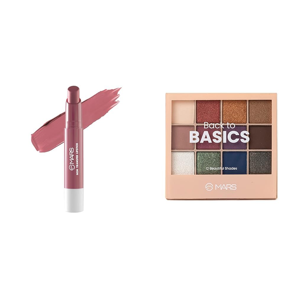 MARS Matte Super Stay Lipstick Lipstick for Women (2.6 gm) (14-ENCHANTED) 12 Shades Back to Basics Eyeshadow Palette with Free Applicator (14.4 gm) (Shade-01)