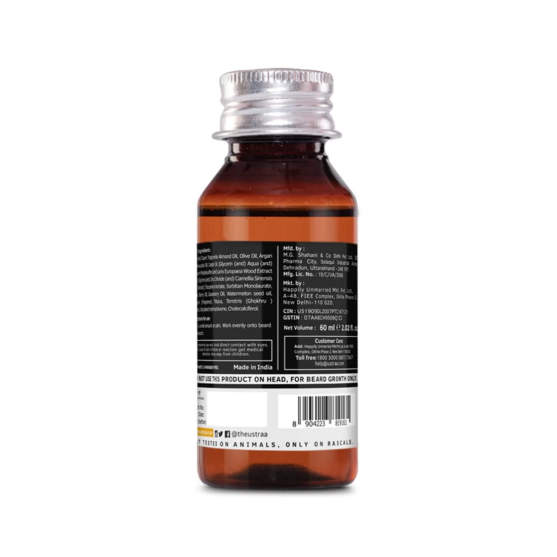 Ustraa Beard Growth Oil Advanced-60Ml-Lab Tested To Increase Beard Growth Rate By 40%,One Of Best Beard Growth Oil Patchy Beard Issues, Redensyl & Dht Booster,No Sulphates,No Mineral Oil