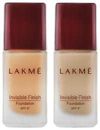 Lakmé © Invisible Finish Spf 8 Natural Liquid Light Coverage Foundation, For All Skin Shade 01, 25Ml And Lakmé © Invisible Finish Spf 8 Coverage Foundation, Shade 04, 25Ml, 2 Count
