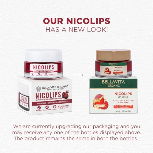 Bella Vita Organic NicoLips Lip Scrub Balm Brightening Dark Lips for Men and Women Dry Lips/Smoker/Chapped Lip & Lipstick Stains Removal Lipcare, 20 g (Pack of 3)