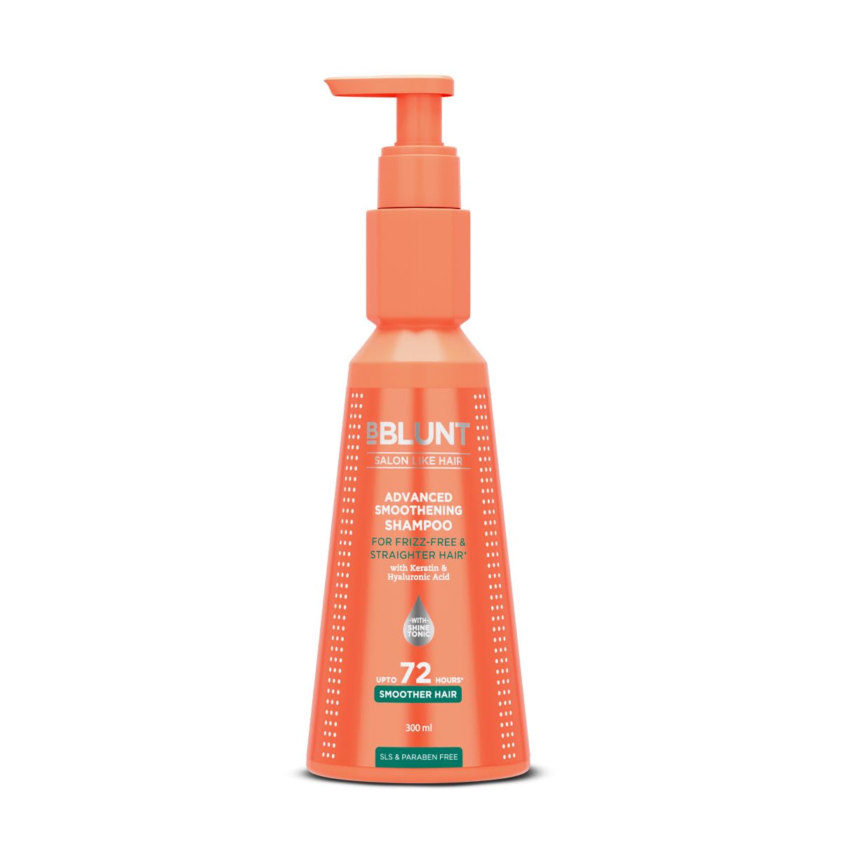 BBLUNT Advanced Smoothening Shampoo with Keratin & Hyaluronic Acid - 300ml Makes Hair Frizz-Free & Straighter | Gently Cleanses | Adds Spectacular Shine | SLS & Paraben-Free | For Men & Women
