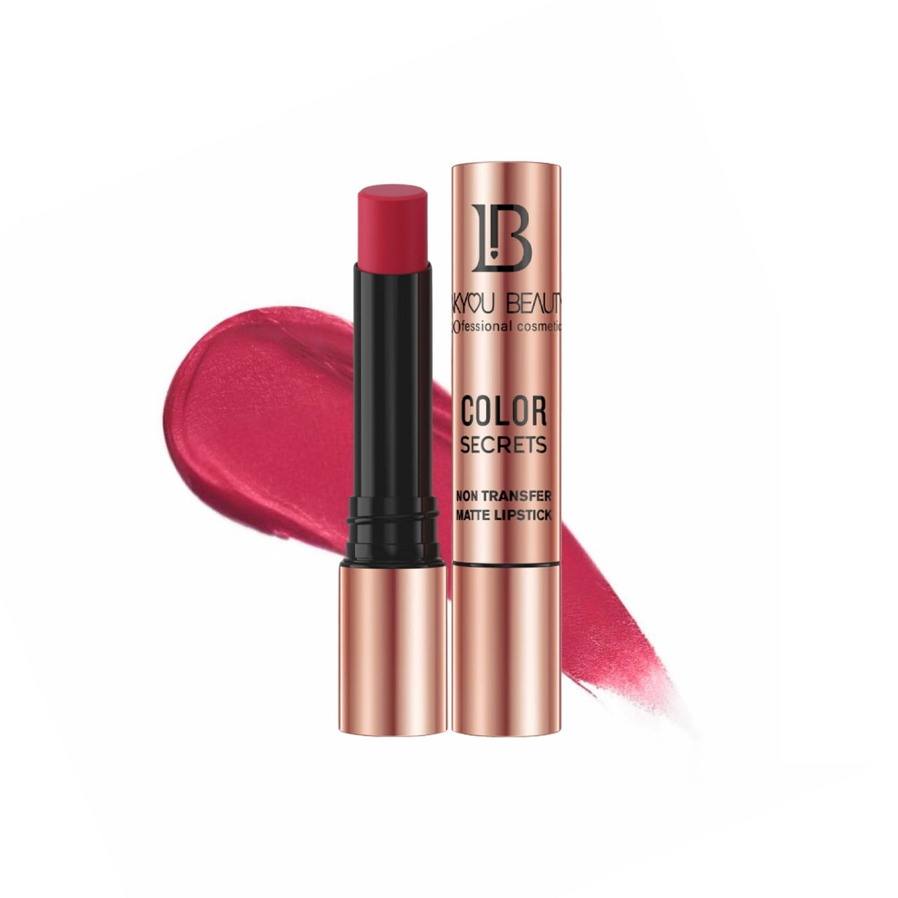 Lakyou Beauty Color Secrets | Non-Transfer Matte Lipstick | Bold Red | Long Lasting Wear | 4g | (B02(Mehroon))