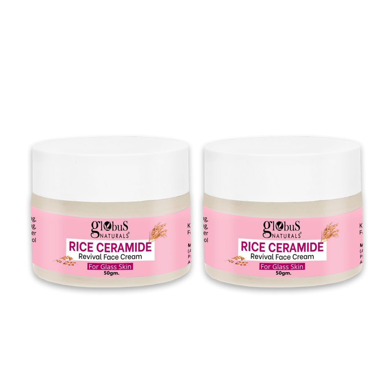Globus Natural Rice Ceramide Revival Face Cream, Enriched with Sunflower & Coffee, For Glass Skin, 50 gm (Pack of 2)