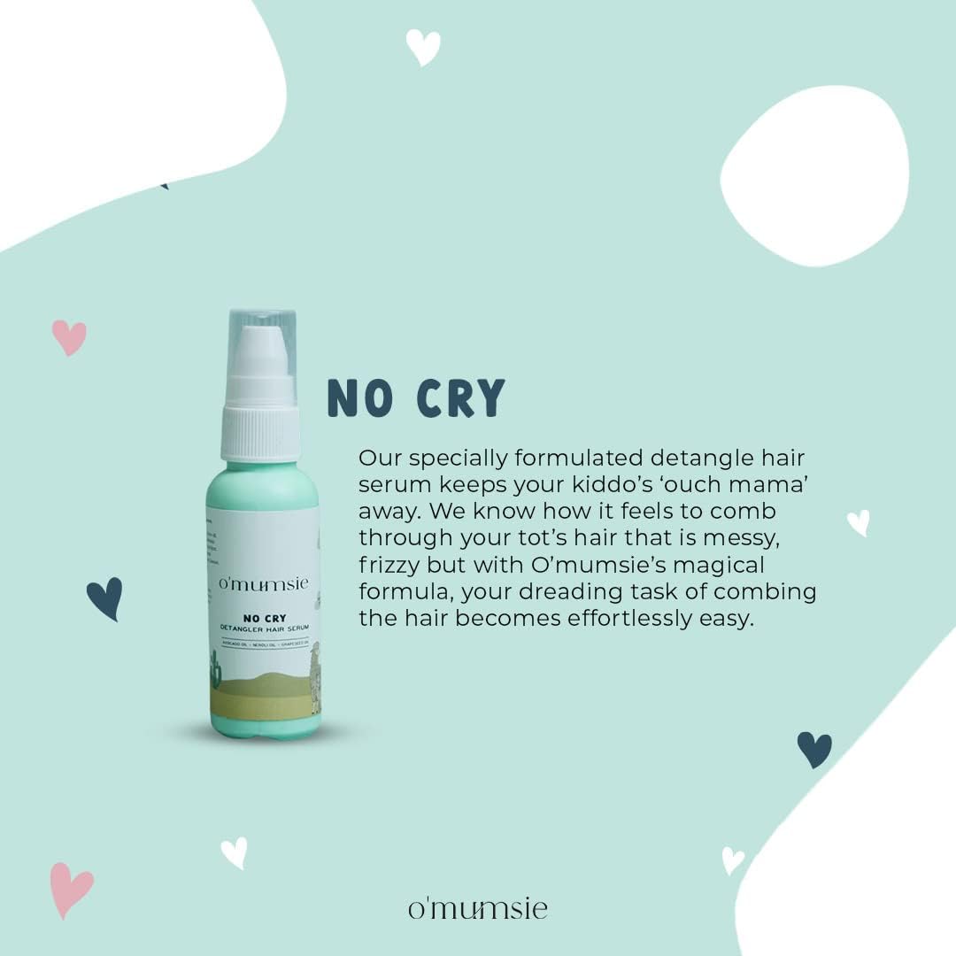 o'mumsie Detangler Hair Serum for Kids | Moisturizes Curly Rough Hair for Frizz Free & Keeps Hair Soft | Enriched With Neroli & Grapeseed Oil - 50 ML