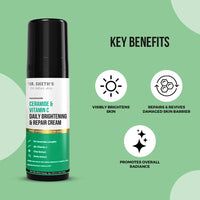 Dr. Sheth'S Ceramide Daily Brightening & Repair Cream With 1% Ceramide Complex, 5% Vitamin C, Cica & Amla | Daily Use Face Cream | Brightens & Repairs Skin | 30 G