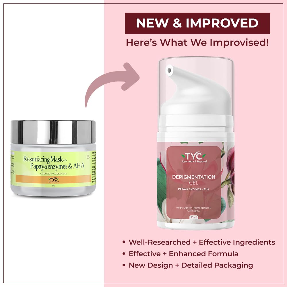 TYC - TRUST YOUR CHOICE Depigmentation Gel with 4% AHA and Papaya Enzymes, Reduces Pigmentation, Dark Spots, and Acne Marks, Glass Skin Effect, For Unisex, Pack of 1 (50 ml)
