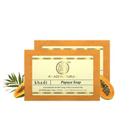 Khadi Natural Papaya Handmade Soap| Herbal Soap for tan removal| Handmade bathing soap| Suitable for all skin types| Pack of 2 | (125 * 2) (250gm)