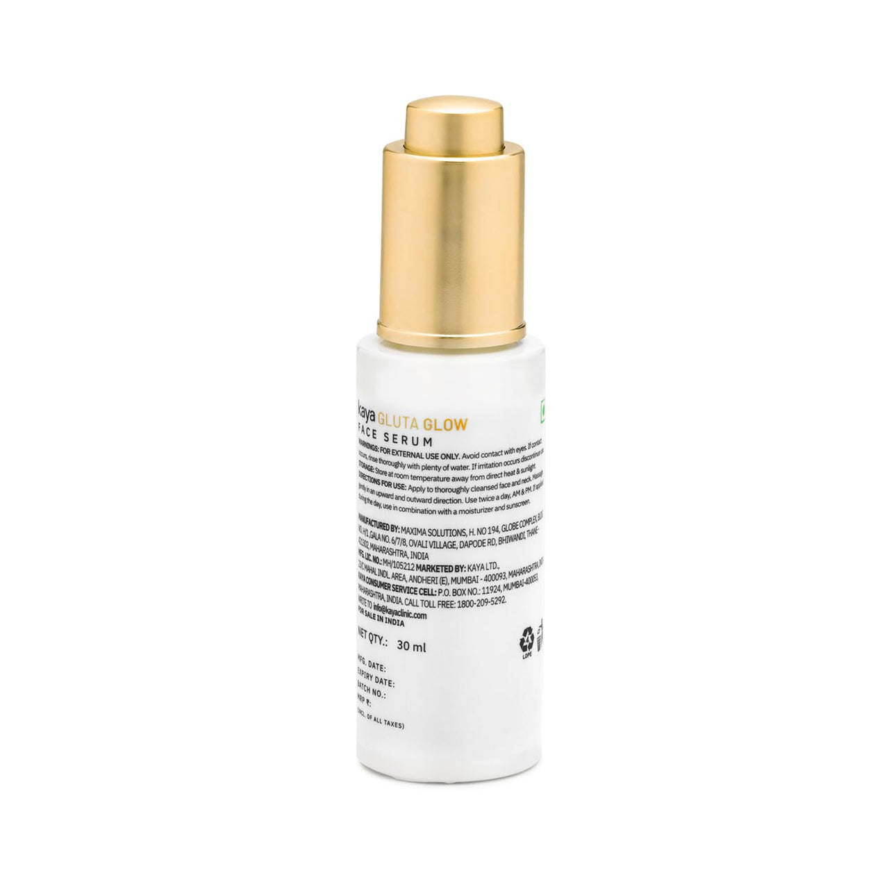 Kaya Gluta Glow Face Serum | Improve Skin Luminance, Tone | Dark Spot Removal | Pigmentation Reduction, UV Damage Repairs | 30ml