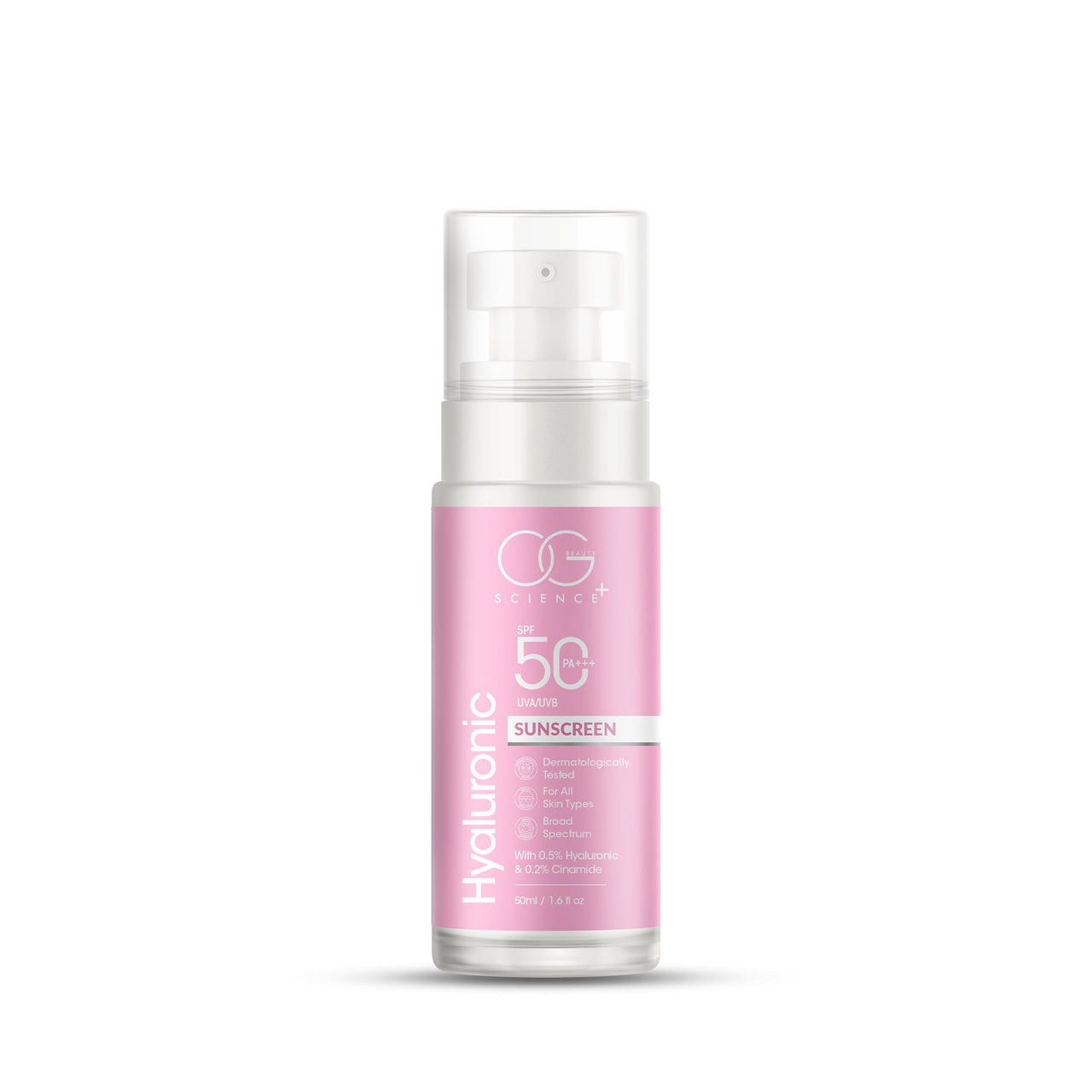 OG BEAUTY SCIENCE SPF 50 PA+++ Sunscreen | 0.5% Hyaluronic Acid & 0.2% Ceramide | Broad Spectrum UV Protection | Hydrating & Lightweight | Dermatologically Tested | 50ml